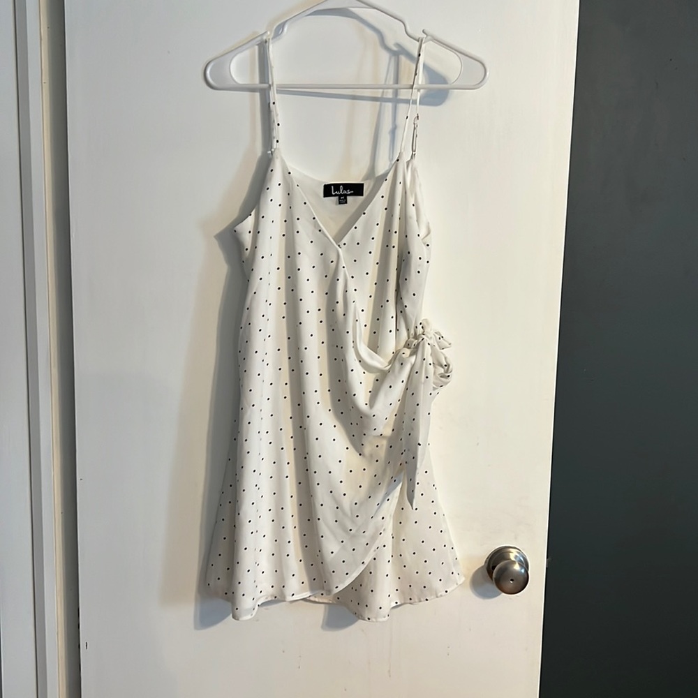 Lulu’s White polka dot wrap dress